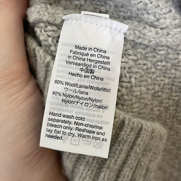 J. CREW Gray Cable Knit Patchwork Tunic Sweater Wool Chunky Knit Fisherman - XL - Picture 6 of 9